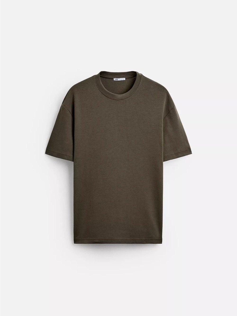 Zara Men's Crewneck T-Shirt in Olive Green